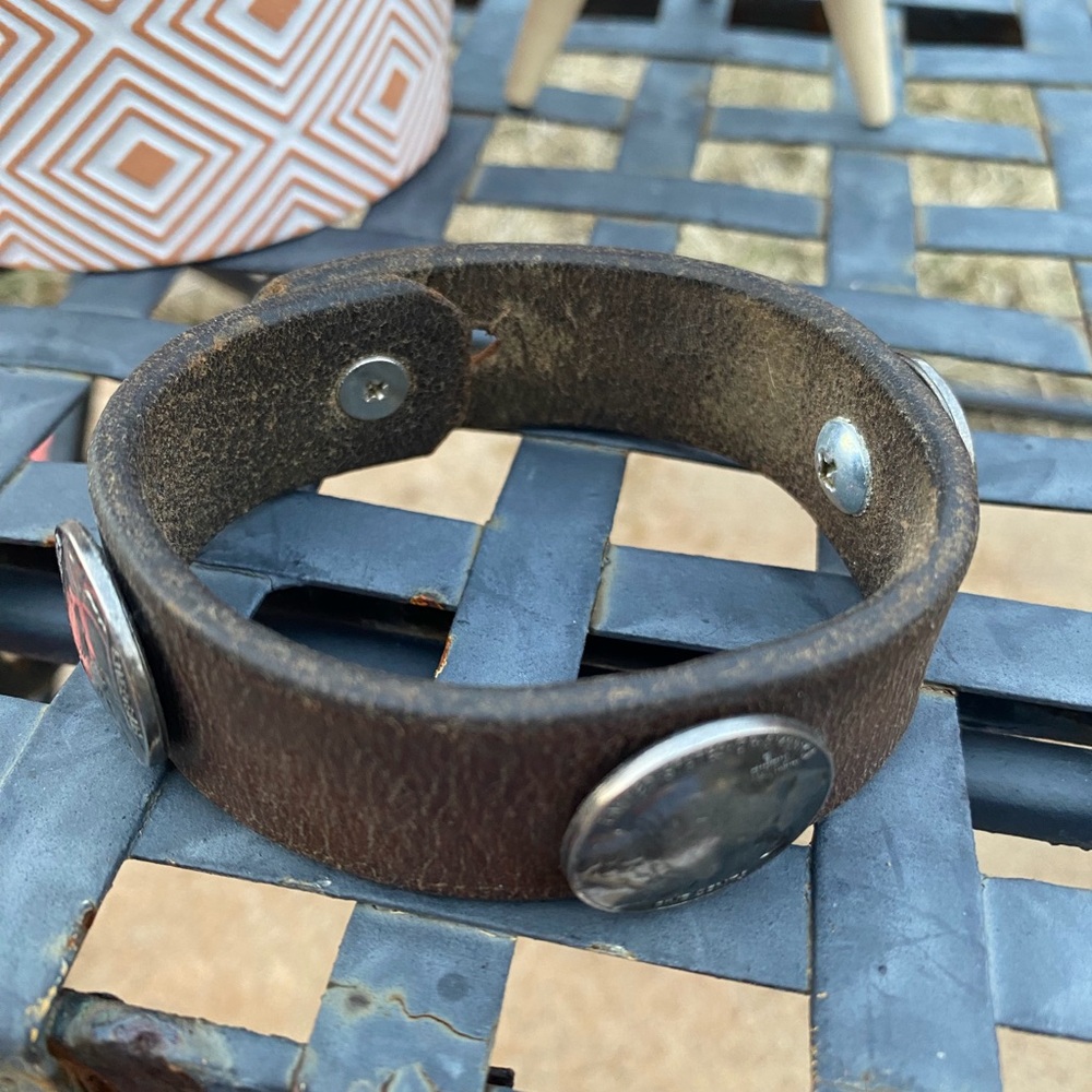 Brown Leather Bracelet with Buffalo Nickel Accents - Picture 2 of 6